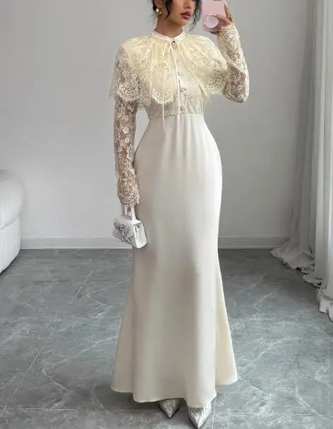 Robe de soirée élégante pour femmes, nouvelle mode automne/hiver 2021, robes de soirée élégantes pour femmes, sac d'épissure en dentelle, jupe de hanche, vêtements pour femmes
