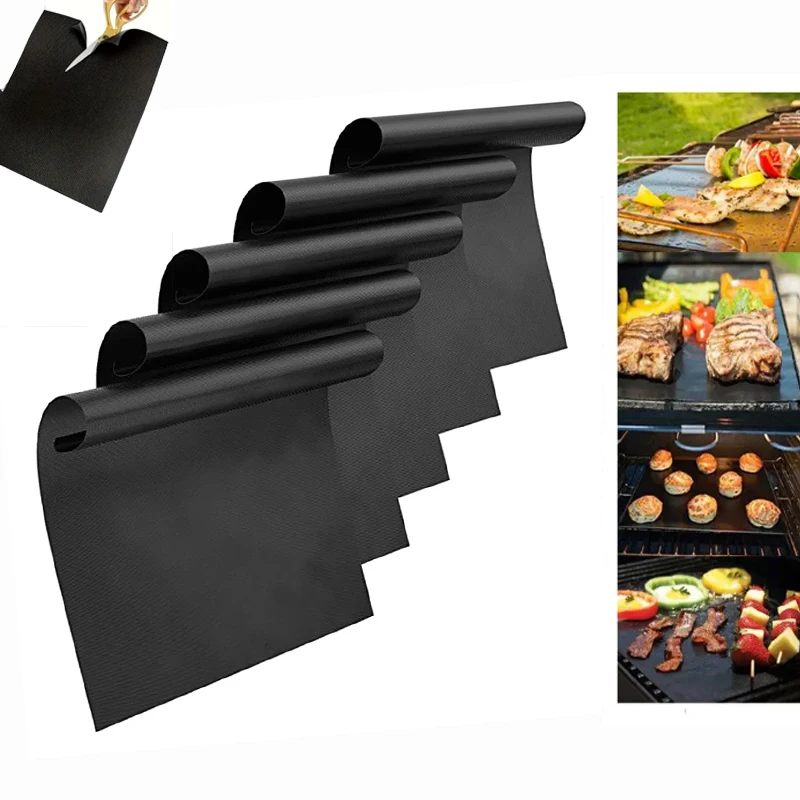 Estera de parrilla antiadherente de teflón, resistente al calor, fácil de limpiar, parrilla de cocina, estera para hornear, estera de parrilla de fibra de vidrio, herramientas para parrilla de cocina