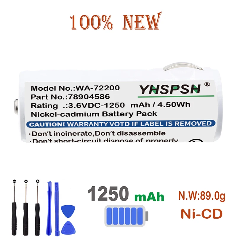 1250mAh Medical Battery For Welch-Allyn:18200,74054,WA-72200,Otoscope 20000 71000 72200 78904586 11720 11730 18100 20000 21700