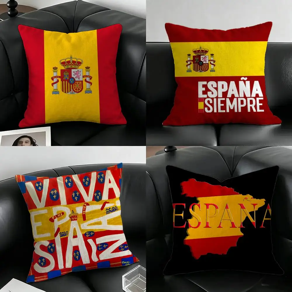 Flag Spain Flag Cushion Cover Natural Linen Pillowcase Set, All-in-One Decor for Sofa, Bedroom & Chair