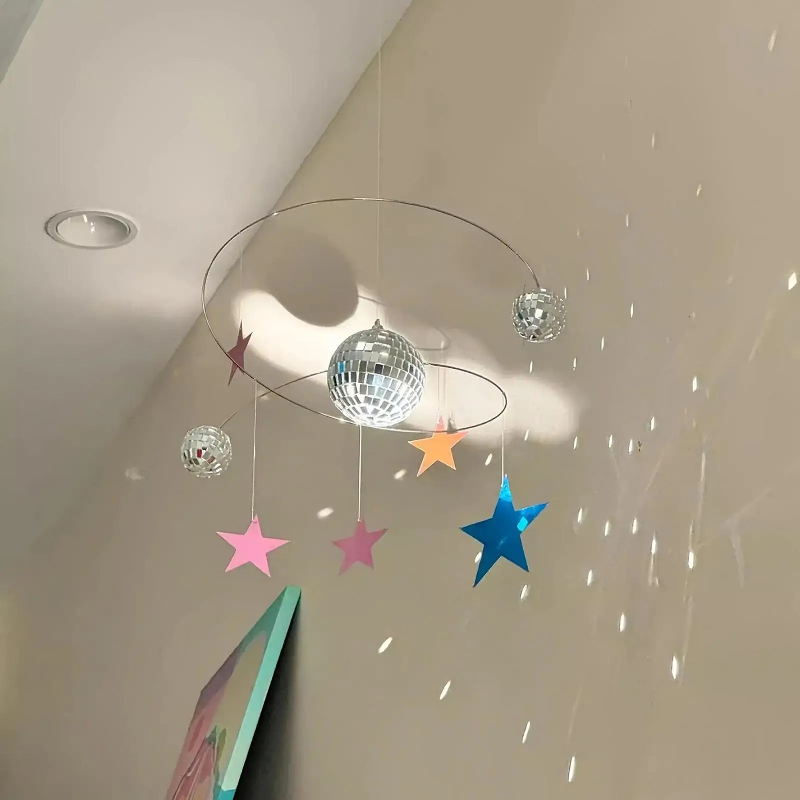 Disco Ball Room Decor Spiral Spinner Suncatcher Reflective Stars Ornament Rotating For Indoor Outdoor Garden Party Car Patio