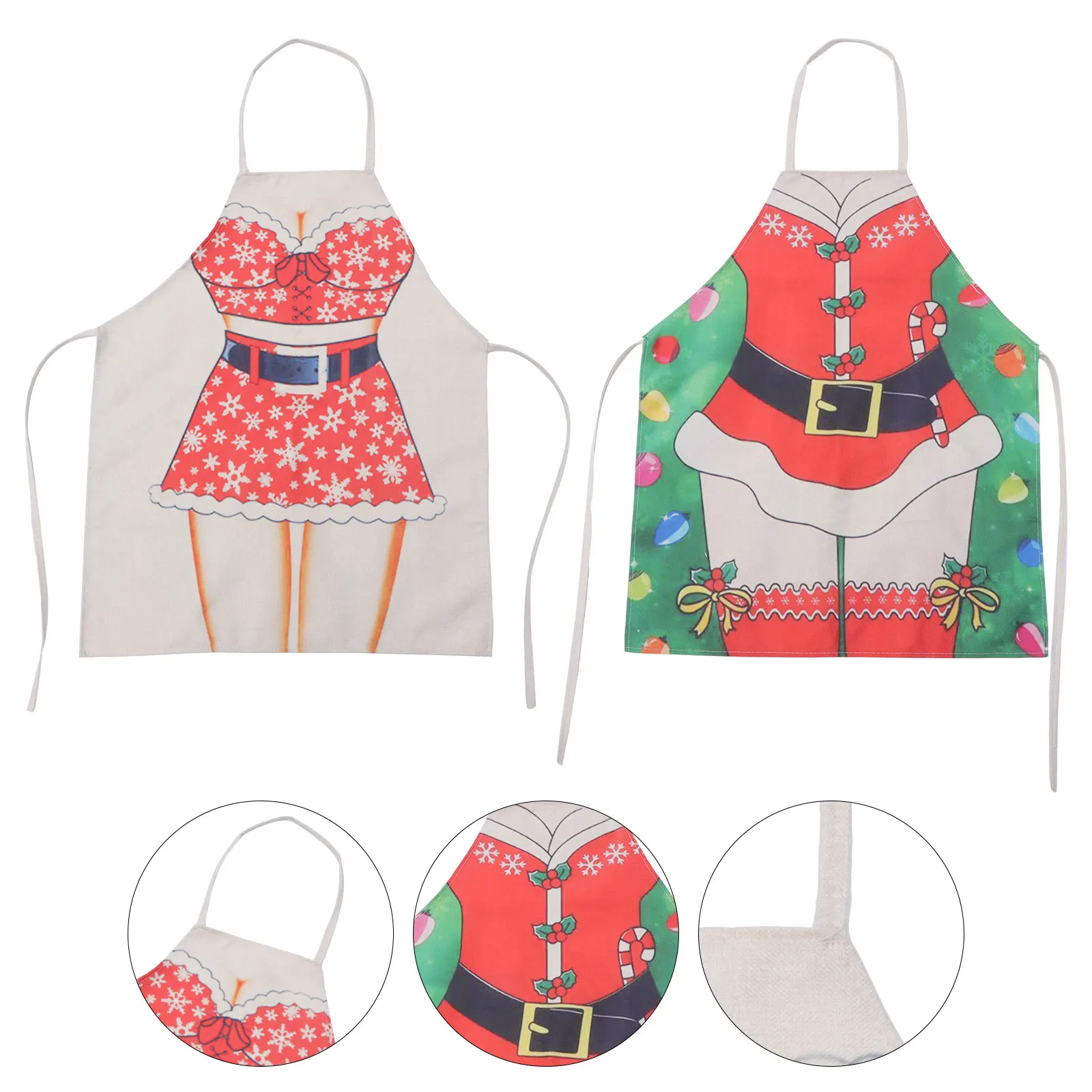 

2Pcs Polyester Christmas Apron Cotton Linen Barber Shop Salon Supplies Hairdressing Apron Haircut Christmas Design