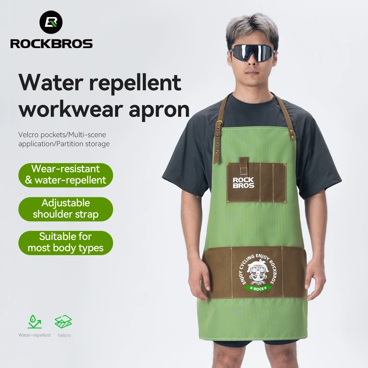 ROCKBROS Work Apron Waterproof and Durable Kitchen Workwear Adjustable Home Cooking and Cleaning Apron