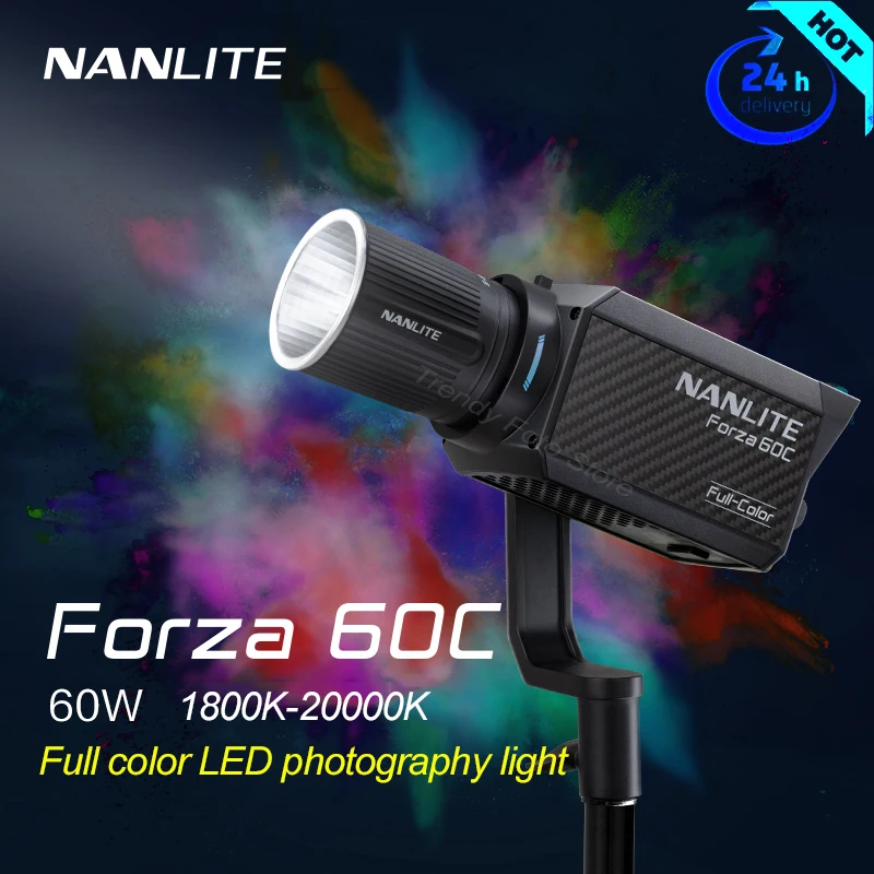 

Nanlite Forza 60C RGBLAC LED Spotlight Kit Portable 1800K-20000K RGB Video Light for Professional Photography Photo Studio Light