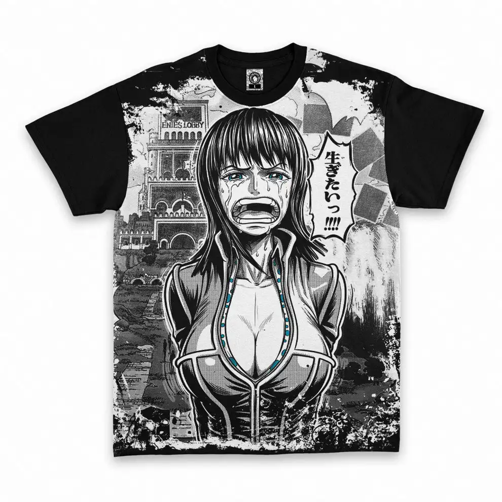 One Piece Nico Robin Anime T-shirt Full Print Tee Unisex Streetwear Short Sleeve Manga Fans Gift