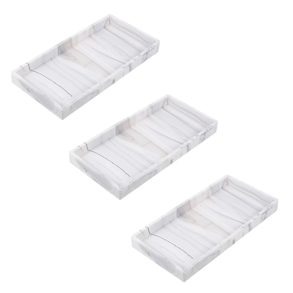

3pcs Tray Thick Rectangle Bathroom Counter Tray Bathroom Vanity Countertop Storage Plate Home Accessories