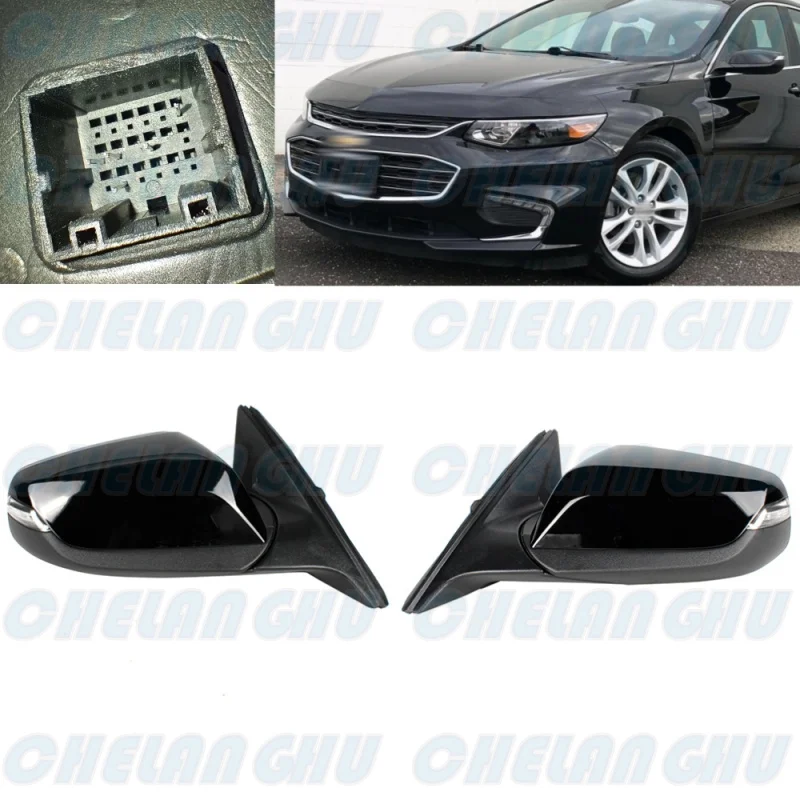 

For Chevrolet Malibu 2016 2017 2018 2019 2020 2021 LHD 1 Pair 5 Pins Black Painted Heated Turn Lamp Mirror Assembly