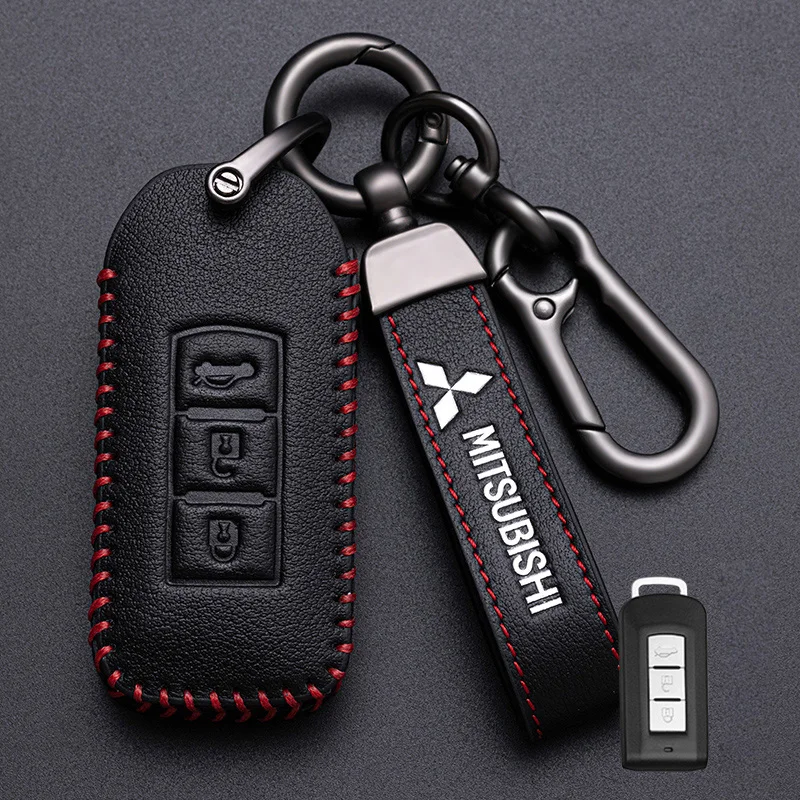 Car Key Case Cover Keyless Leather Shell for Mitsubishi Outlander Lancer Eclipse Mirage Xpander ASX Pajero Cross Montero Eclipse