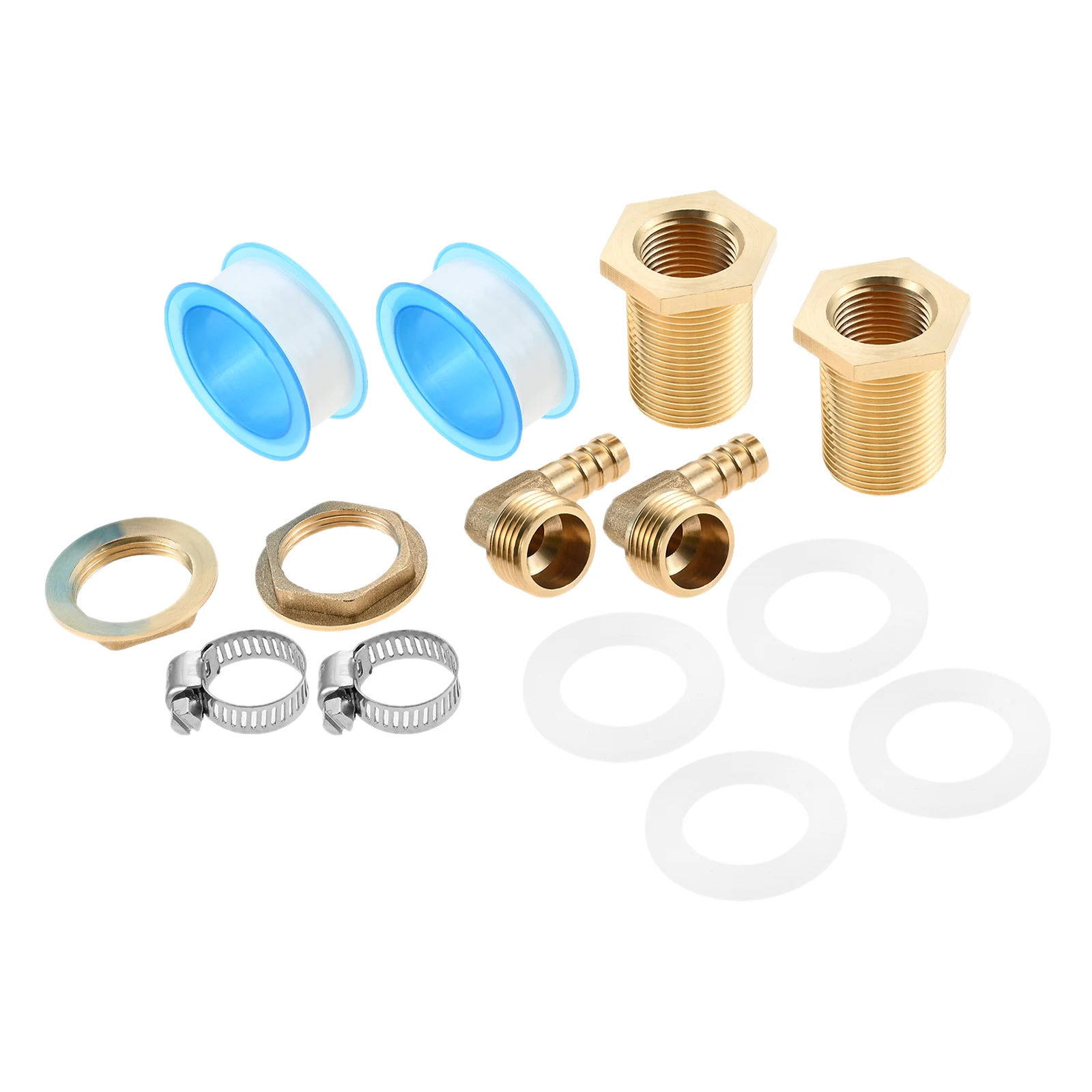 4pcs Water Butt Connector Feed-Through Fittings 3/4 Female Thread 1/2 in Brass Rain Barrels Connection Fitting Set Easy Install