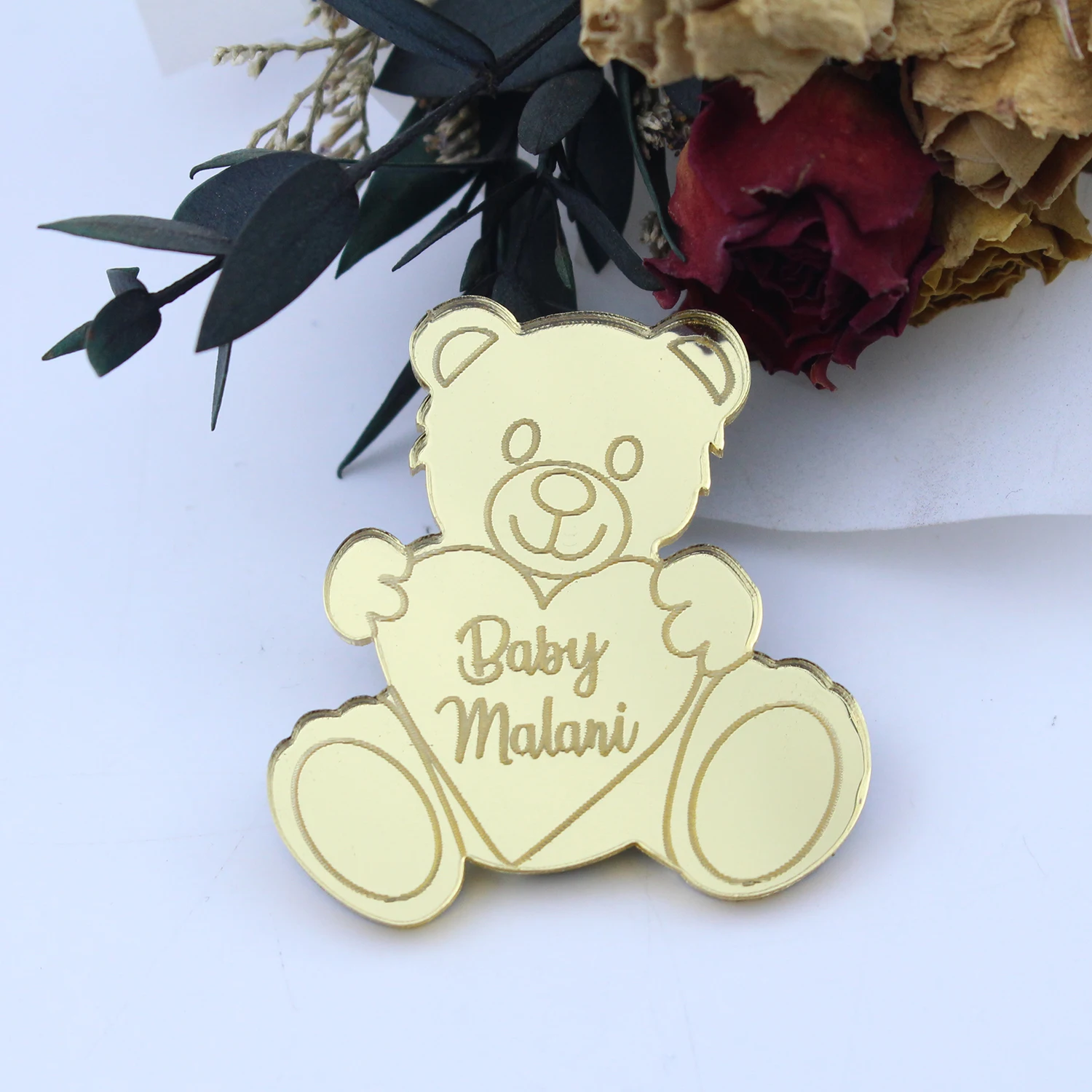 30/50/100pcs Personalized Tags Baby Baptism Little Bear Engraved Table Card Name First Holy Communion Christening Baby Show