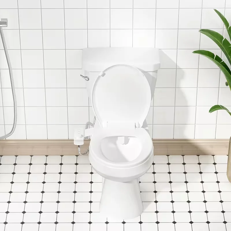 Ultra-Slim Non-Electric Bidet Attachment for Toilet, Dual Retractable Nozzles, Posterior And Feminine Wash, Adjustable Water Pressure, Self-Cleaning Nozzle, Easy Install Bidet Add-On for Existing Toilets, White Bathroom Hygiene Accessory