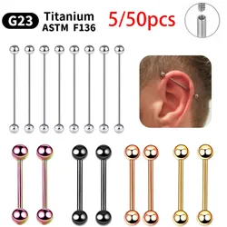 5/50pcs Internal thread Piercing Sexy Barbell G23 Titanium Tongue nail External 14G 16G Jewelry Long Industrial Barbell earrings