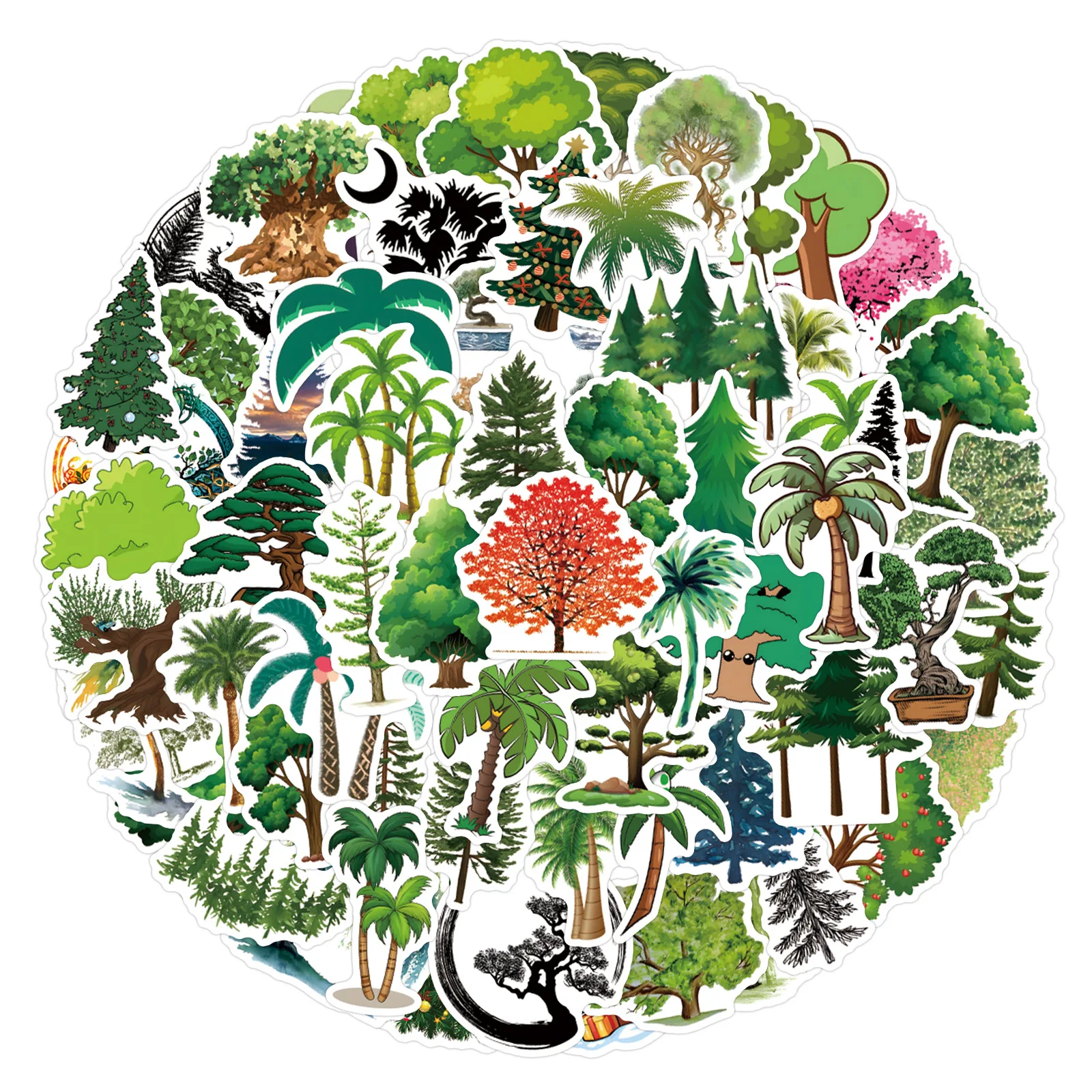 

55/110PCS Cartoon Tree Plant Graffiti Stickers Personalized DIY Decorative Scooter Laptop Waterproof Stickers Decals Toy Gifts