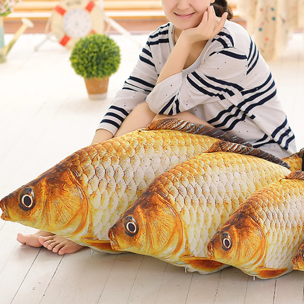 3D Big Fish Throw Pillow Nursery Bedroom Plush Carp Stuffed Toy Home Decoration Girlfriend Birthday Gift