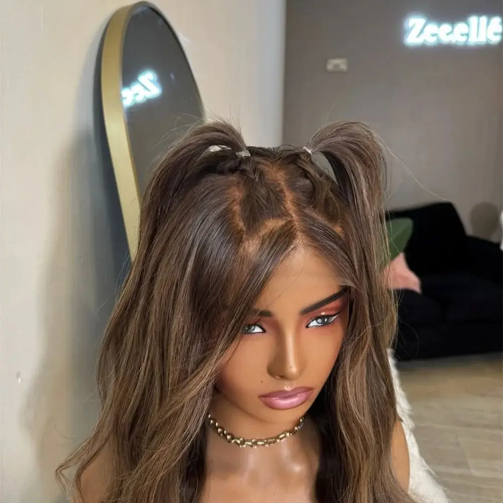 

Шоколадно-коричневый синтетический парик HD из термостойкого волокна, 28 дюймов, длинные свободные волны, для женщин, для косплея, повседневного использования и вечеринок