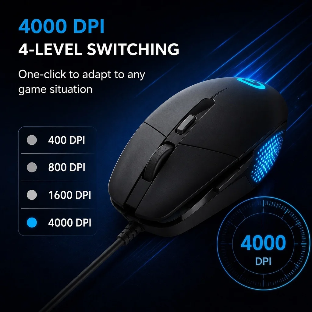Logitech G302 Wired Gaming Mouse USB Interface 4000DPI Optical Sensor RGB Illumination 6 Programmable Buttons Mice For PC Office
