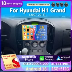 Android 16 wifi+4G Carplay BT AUTO Car Radio for Hyundai H1 Grand Starex 2007-2015 Navigation GPS Video Player Stereo Multimedia