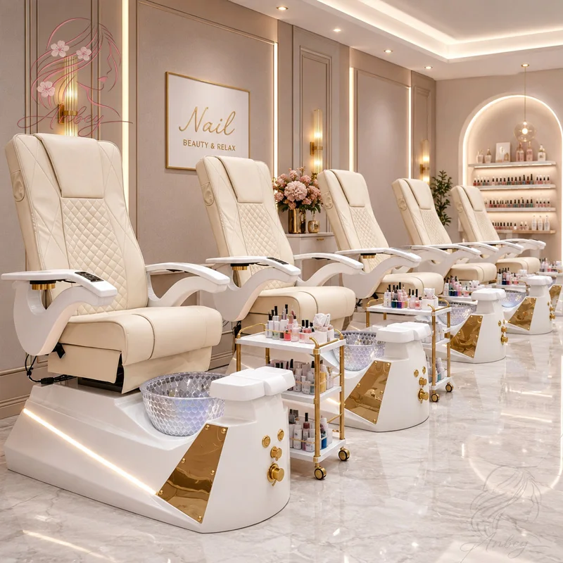Whirlpool Foot Spa Basin Pedicure Chair Massage Pedicure Spa Chair PU Leather Estacin De Pedicura With Movable Seat