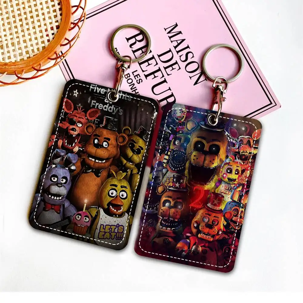 New FNAF Movie Game Style PU Access Card Holder with Keychain - Executive Protection for Bank card,Subway, Bus Card case