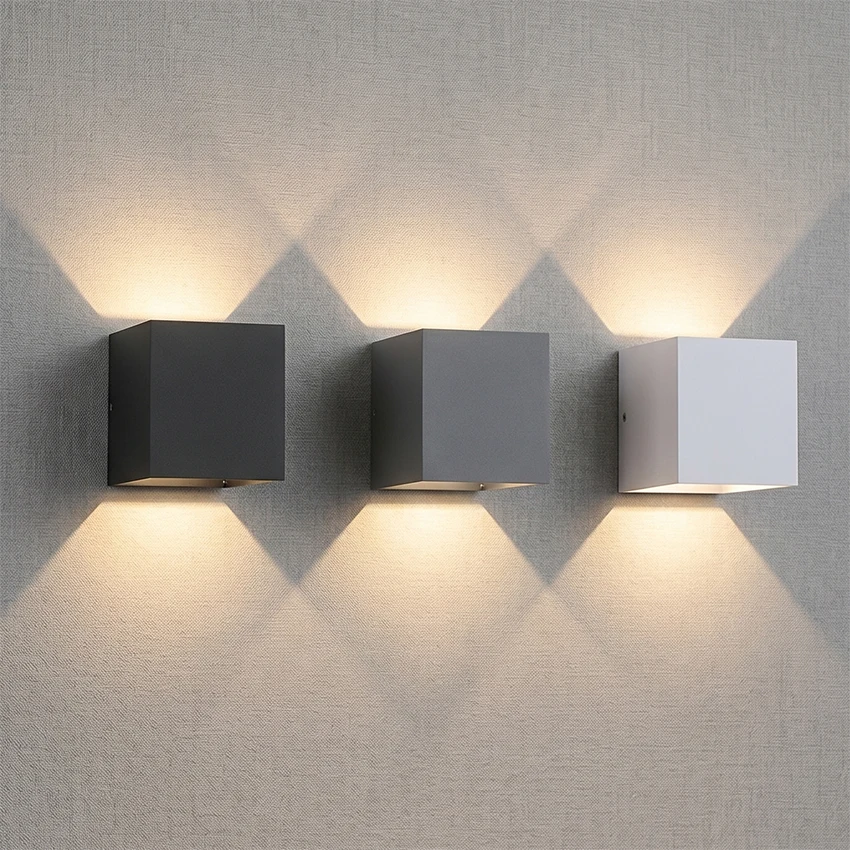 12W LED Up Down Wall Light, IP65 Waterproof Outdoor Wall Sconce, Adjustable Beam, 3000K/6000K, Aluminum, Black Gray White