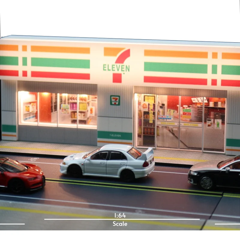 1:64 ديوراما سيارة المرآب مشهد مصغر الشكل الدمى مدينة الشارع سكيب نموذج مناسبة للعجلات الساخنة 1/64 JKM CCA جمع هدية #6