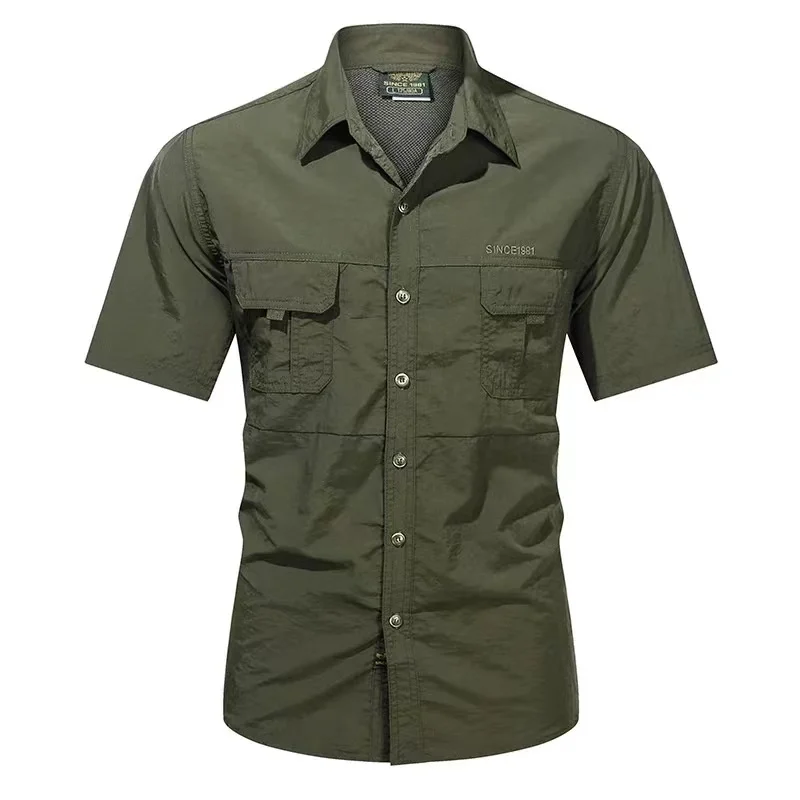 2024 Summer New Fashion Men\'s Shirts Short Sleeve 2 Pocket Outdoor Casual Shirt Quick-dry Tops Quality Militar Shirt for Men