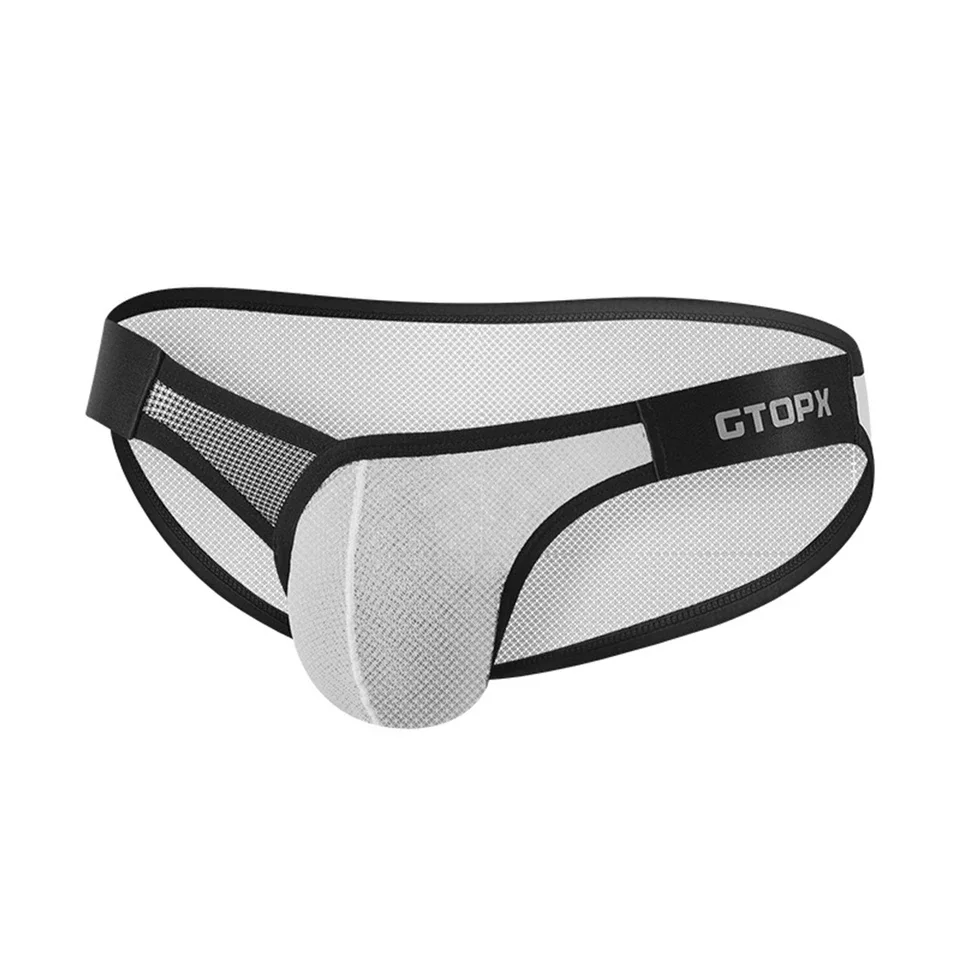 1pc Men Sexy Transparent Mesh Underwear U-shape Pouch Briefs Low Waist Breathable Underpants Male Gay Sexy Shorts Panties