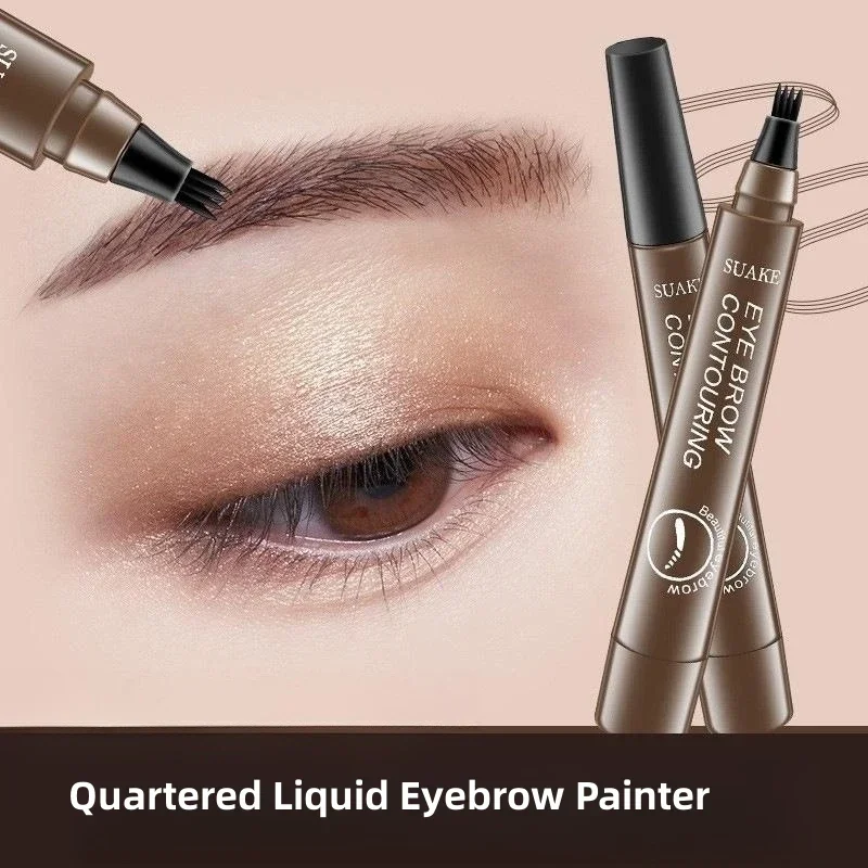 Heallor 1/2Pcs Wild Liquid Eyebrow Pencil Waterproof Microblading Natural Micro Fork Applicato Long Lasting Brow Drawing Eyebrow