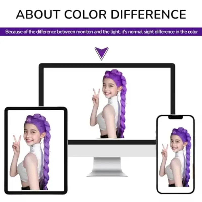 Anime Costume Cosplay Wig Purple Braided Hair Props for Women and Girls Pop Singer Halloween Cosplay for Children and Adults