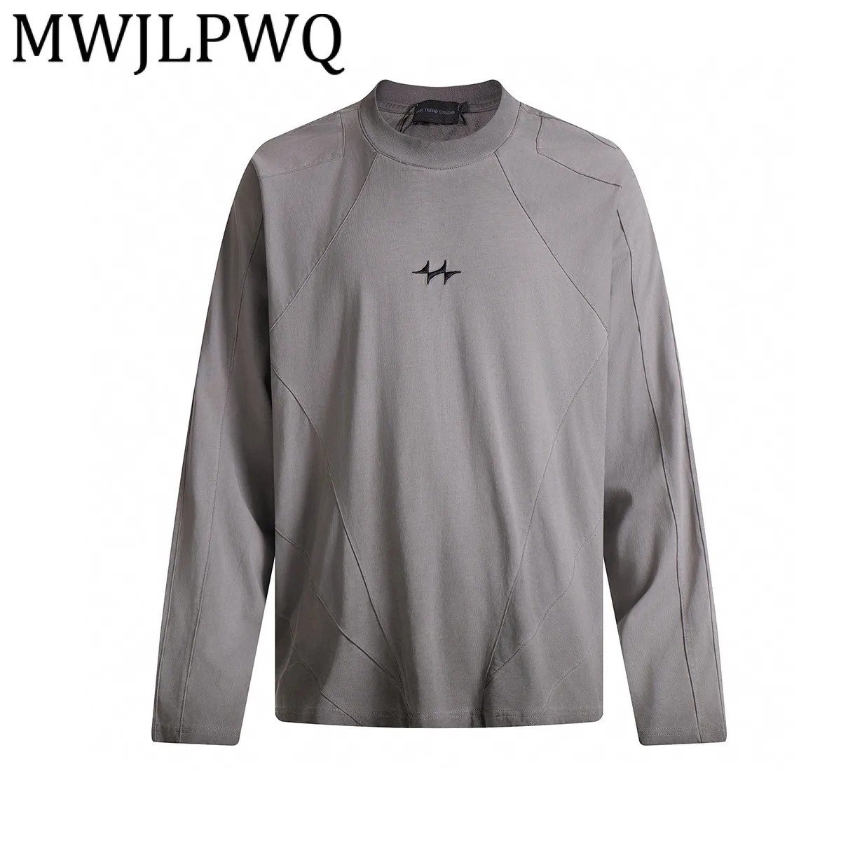 

MWJLPWQ Мужская мотоциклетная футболка в американском стиле, индивидуальная лоскутная потертая повседневная футболка, новинка осени 2021, 21202