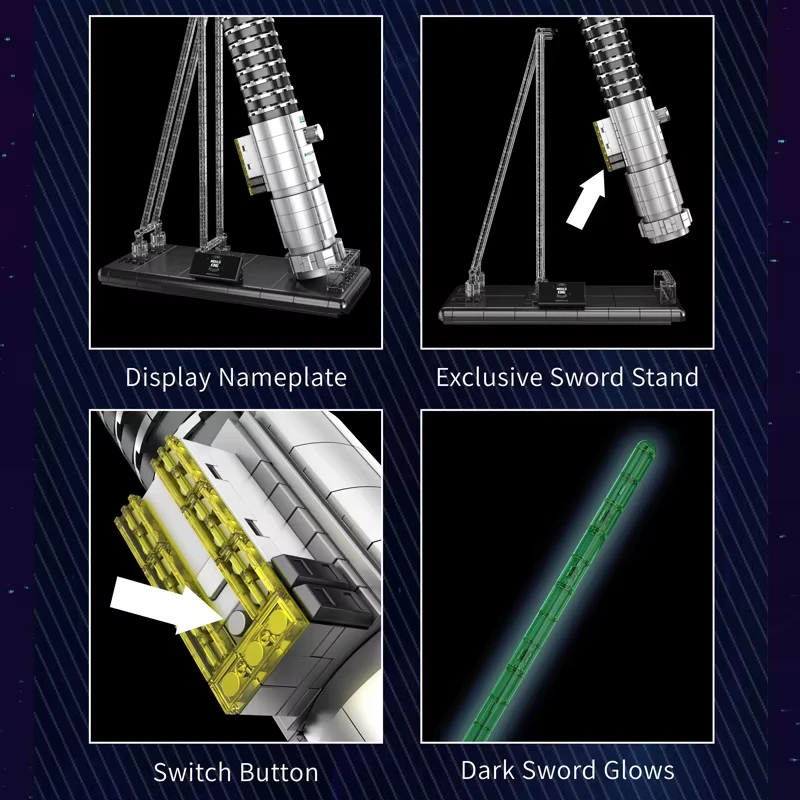Blocchi da Costruzione MOC Spada Laser di Luke, Modello di Arma Spaziale, Giocattolo da Assemblare, Regalo di Natale per Bambini, 1126 Pezzi