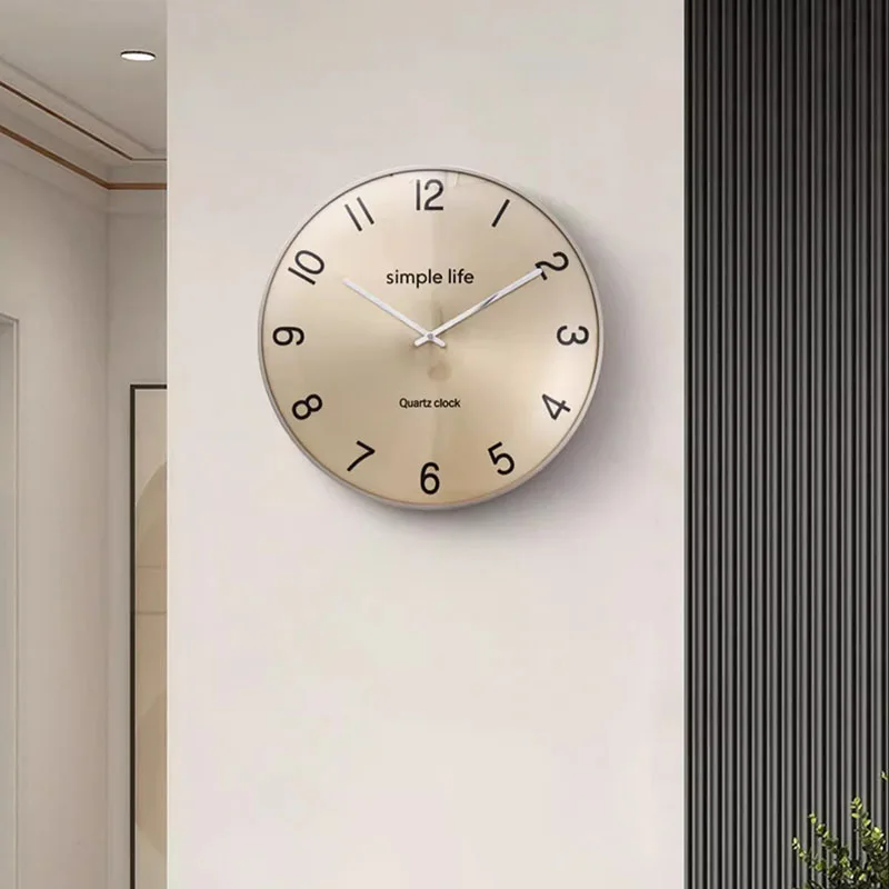 

Wall Clocks Modern Living Room Silent Wall Clock Modern Design Battery Mechanism Aluminum No Need To Punch Hole Saat Room Decor