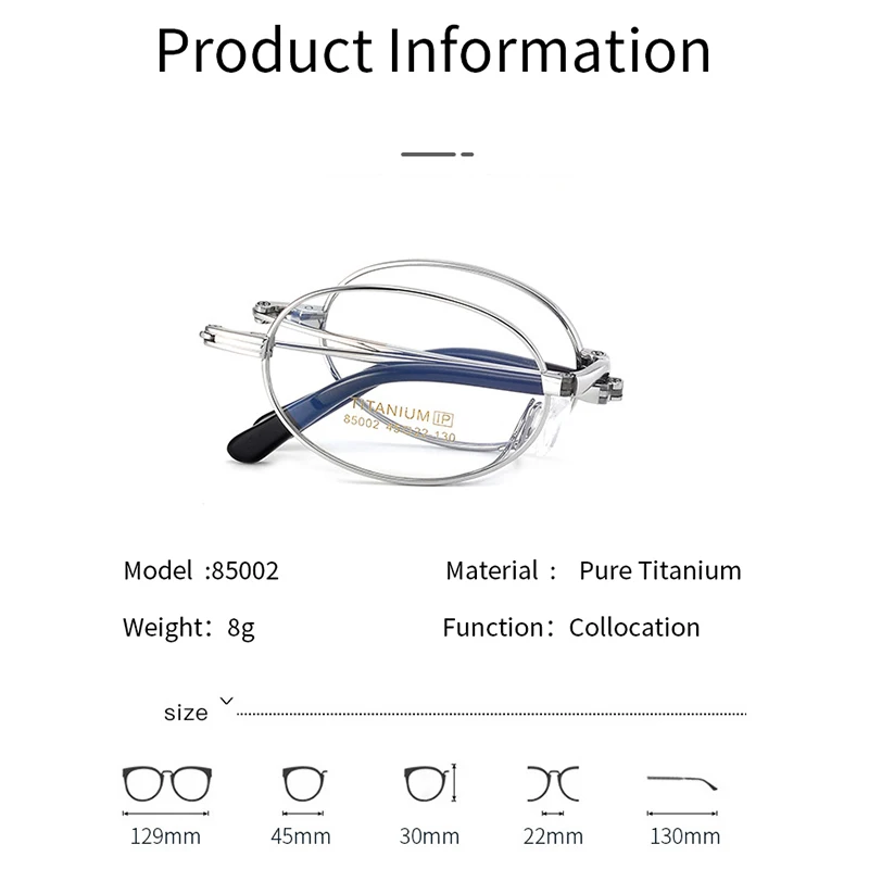 Xbora Ultra Light Men\'s Eyewear Frame Retro Square Optical Pure Titanium Folding Reading Women\'s Prescription Glasses NC85002