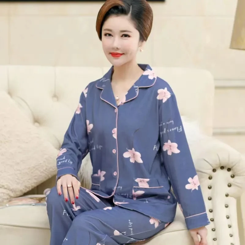 Women\'s Pajamas Set Autumn Nightgown Cotton Spring Pijama Cute Sleepwear Home Pajama Femme Homewear