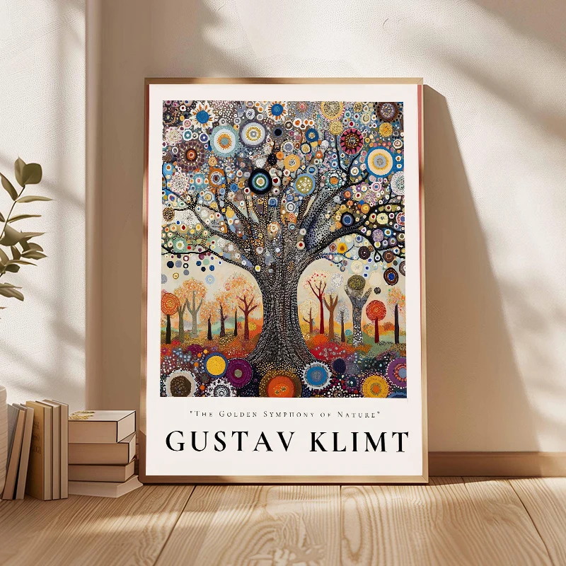 

Vintage Gustav Klimt Wall Art Poster Abstract Tree Gallery Canvas Painting Wall Art Exhinition Picture for Bedroom Home Decor