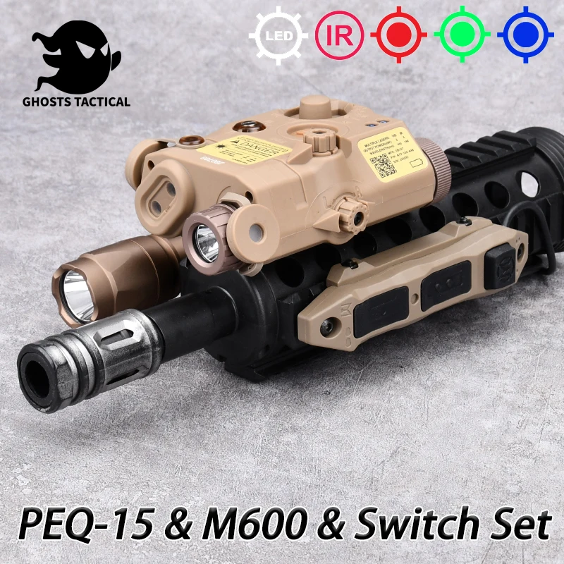 PEQ15 UHP Wadsn Laser M600 M600C Flashlight Set Red Green Sight Ray Infrared LED Lamp With Dual Switch Fit 20mm Picatinny Rail