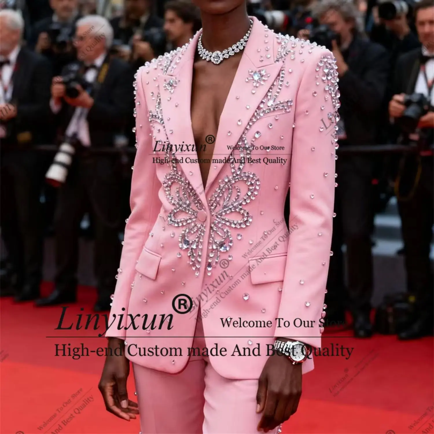 

Elegant Shiny design mod Rhinestones Customized Women's Suit 2 Pieces пиджак женски Slim Womens Clothing Pant