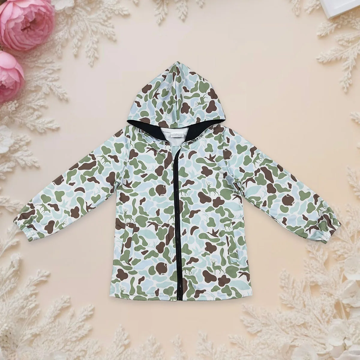 

Baby Boy Long Sleeve Hoodie Jacket Top Pocket Sweatshirt Children Kids Hooded Hunting Deer Camo Clothes Toddler Sportswear Shirt