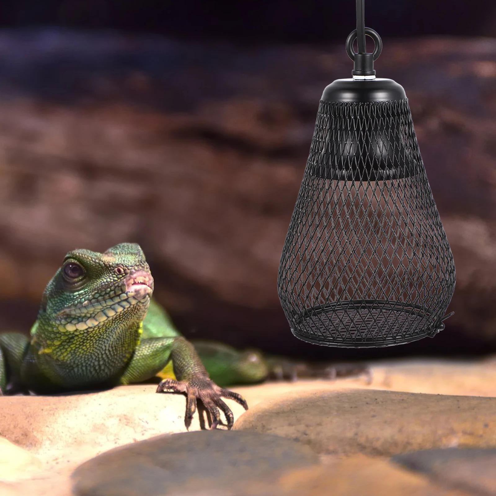 

Reptile Heating Anti Scale Lamp Mesh Black Anti Scald Mesh Cover Hook for Pet Lamp Cover With Hook Enclosure Lighting