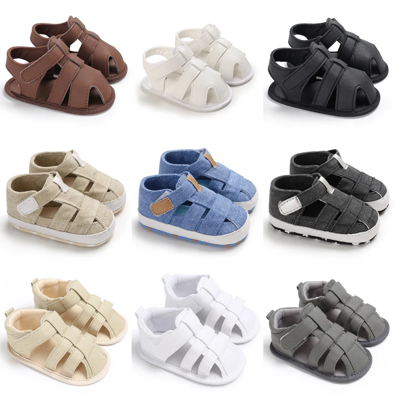 Summer Newborn Baby Fashion Soft Crib Shoes First Walker Anti Slip Sandals Shoes Boy Girl  Prewalker Canvas Casual Shoes 0-18M