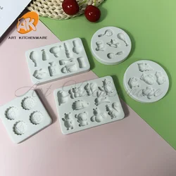 Fashion Hearts Silicone Fondant Mold Happy Birthday Cake Decorating Silicone Soap Moulds Cupcake Decorations Bakeware