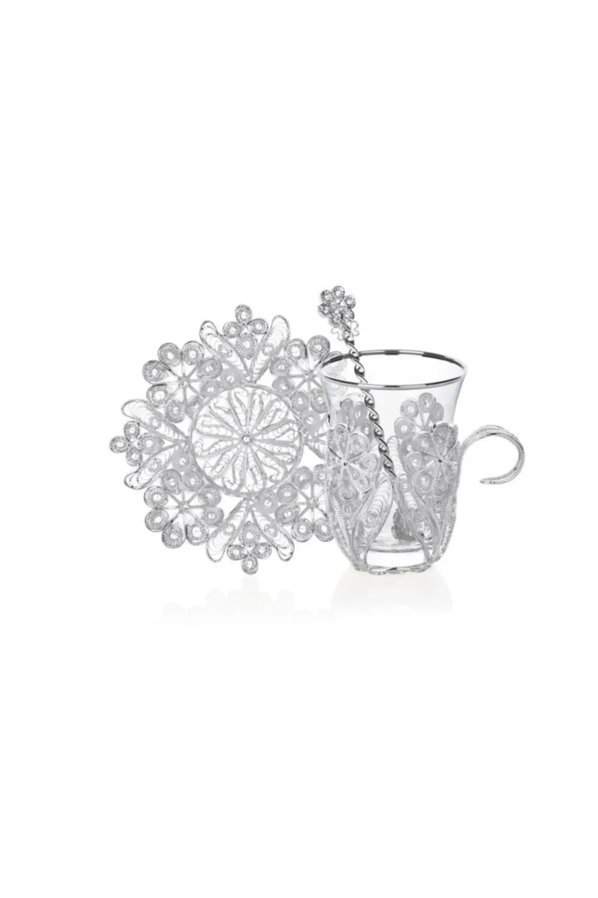 Uras Ars 3111 12 Piece Elegance Tea Set Silver Turkish Tea Cup Glass Cup