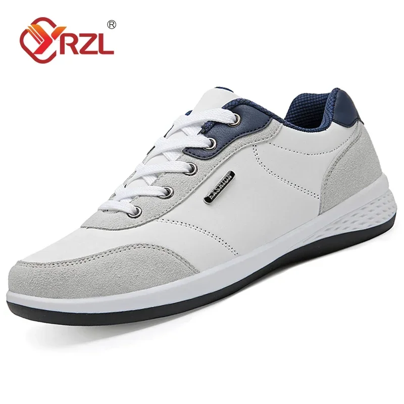 YRZL Men Shoes Spring Autumn Waterproof Walking Sneakers Leisure Male Leather Sports Shoes Non-Slip Footwear Tennis for Men