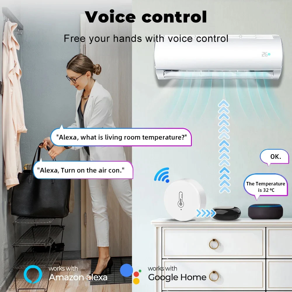 Tuya Zigbee 3.0 Temperature And Humidity Sensor Remote Monitor By Smart Life App Battery Powered Works With Alexa Google Home