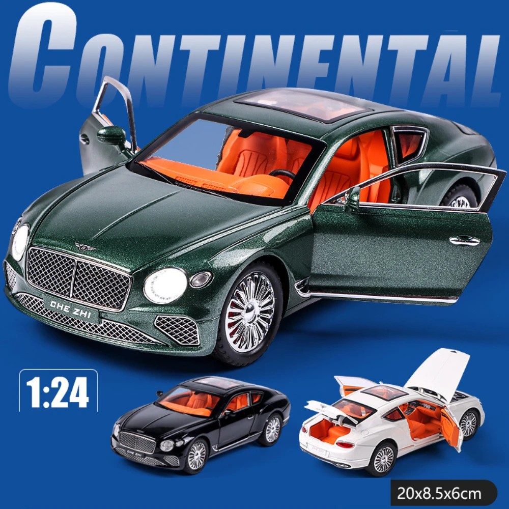 

1:24 Continental Alloy Car Model Diecast Metal Sports Car Simulation Pull Back Light Sound Toy Vehicle for Kids Gifts Collection