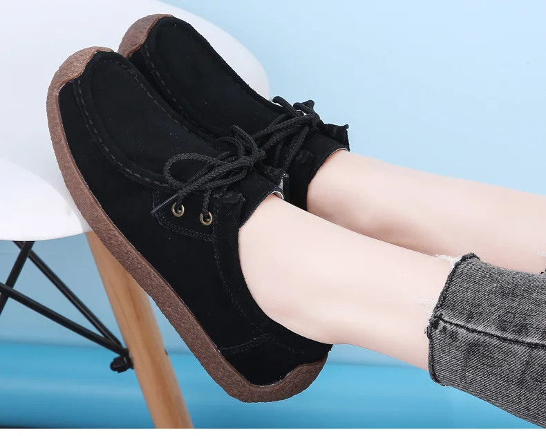 Women Flats Shoes Casual Sneakers Lady Moccasins Designer Loafers 2023 New Suede Leather Ladies Shoes Female Footwear Big Size