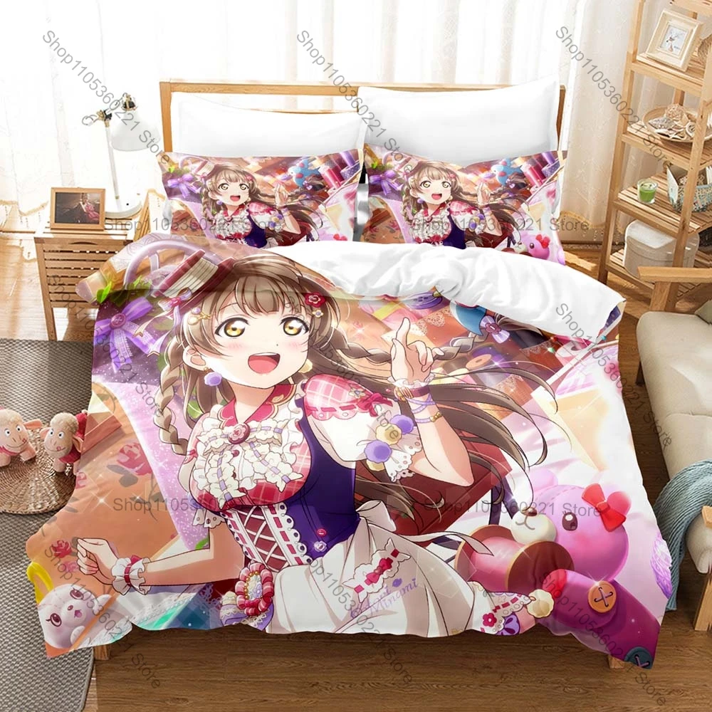 Soft Polyester Microfiber Kotori Minami sweet fashion bird idol themed 3PCS Bedding 1 Duvet Cover + 2 Pillowcases All Season