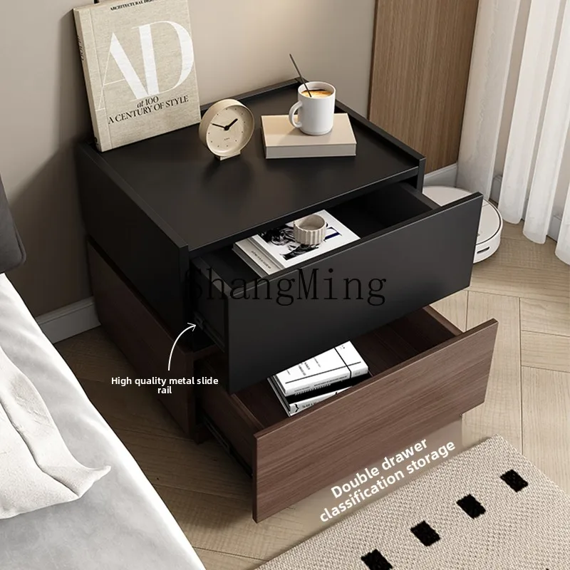 Hzx-Minimalist Solid Wood Bedside Table Modern Bedroom Stor…