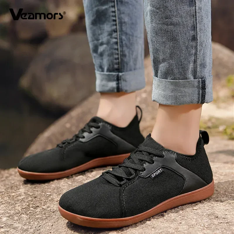 รองเท้าเท้าเปล่ากว้างสำหรับผู้ชายรองเท้าวิ่งแบบครอสเทรนนิ่งสำหรับผู้ชายรองเท้ามินิมอลกล่องนิ้วเท้ากว้างเป็นศูนย์