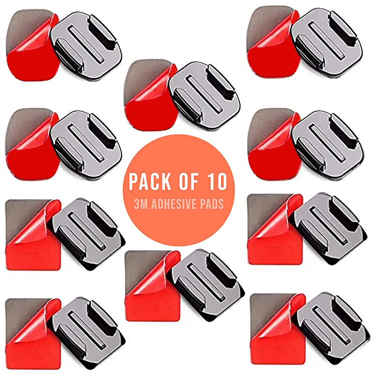 (10 Pack) Flat & Curved Sticky Pads Adhesive Mount Kit for GoPro DJI Insta360 Action Cameras and More